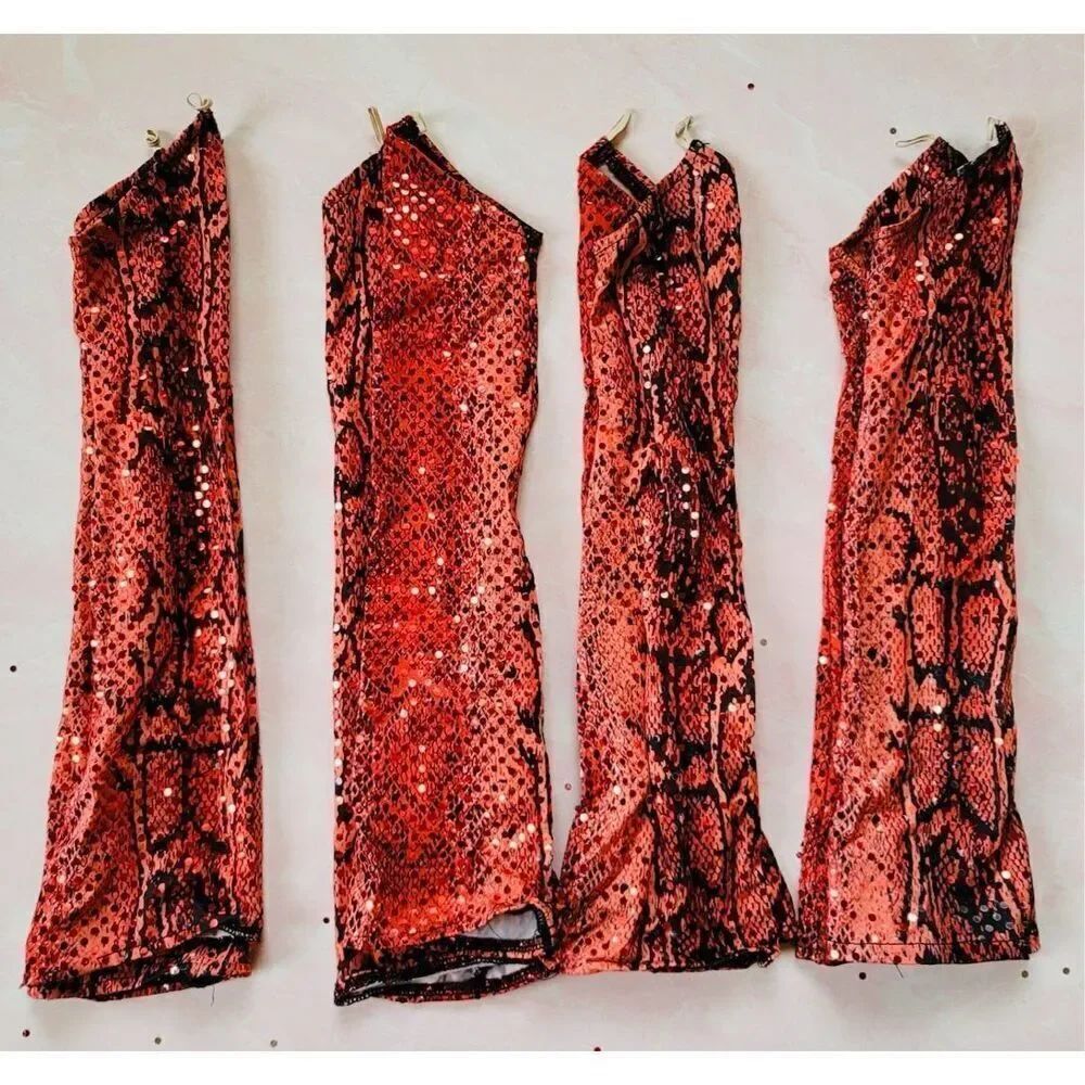 Sequin red slip on glove snake dance accessories costume fashion diva dress up r